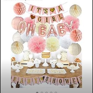 Rose gold baby shower decorations